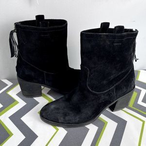 Sam Edelman Farrell Black Suede Ankle Booties Boots Size 7.5 Back Zip